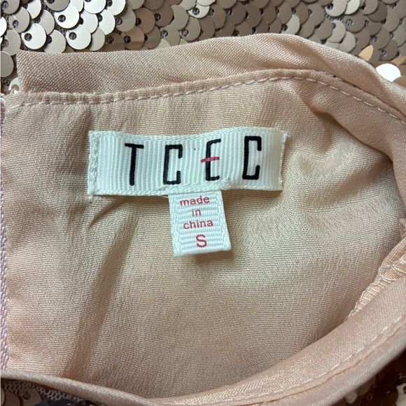 TCEC Sequin Top Sleeveless Back Zip Cropped Shiny Shimmering Holiday Gold Small - Picture 5 of 8